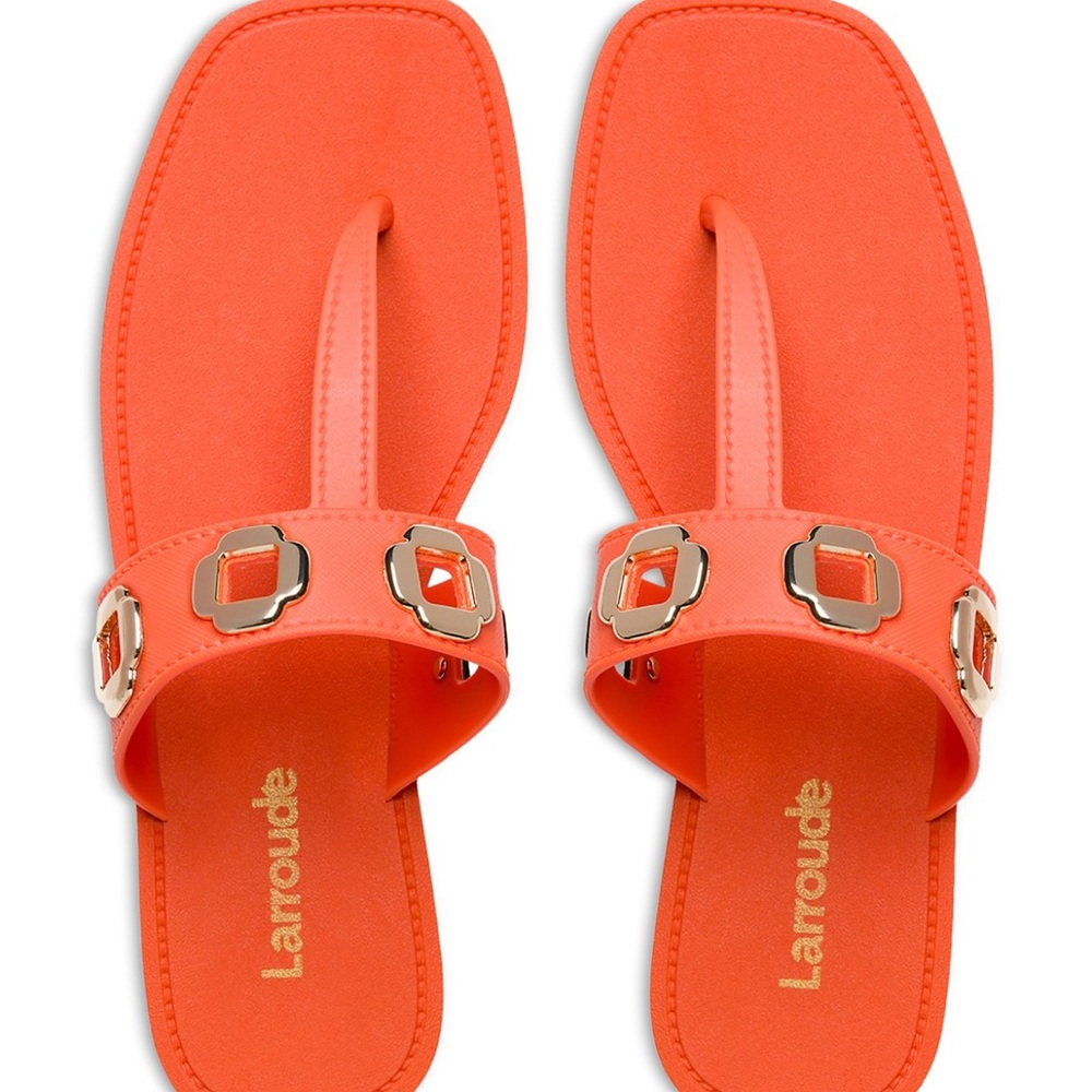 BRAND NEW LARROUDE Women's Orange Sandals SIZE 8.0 fits 7.5